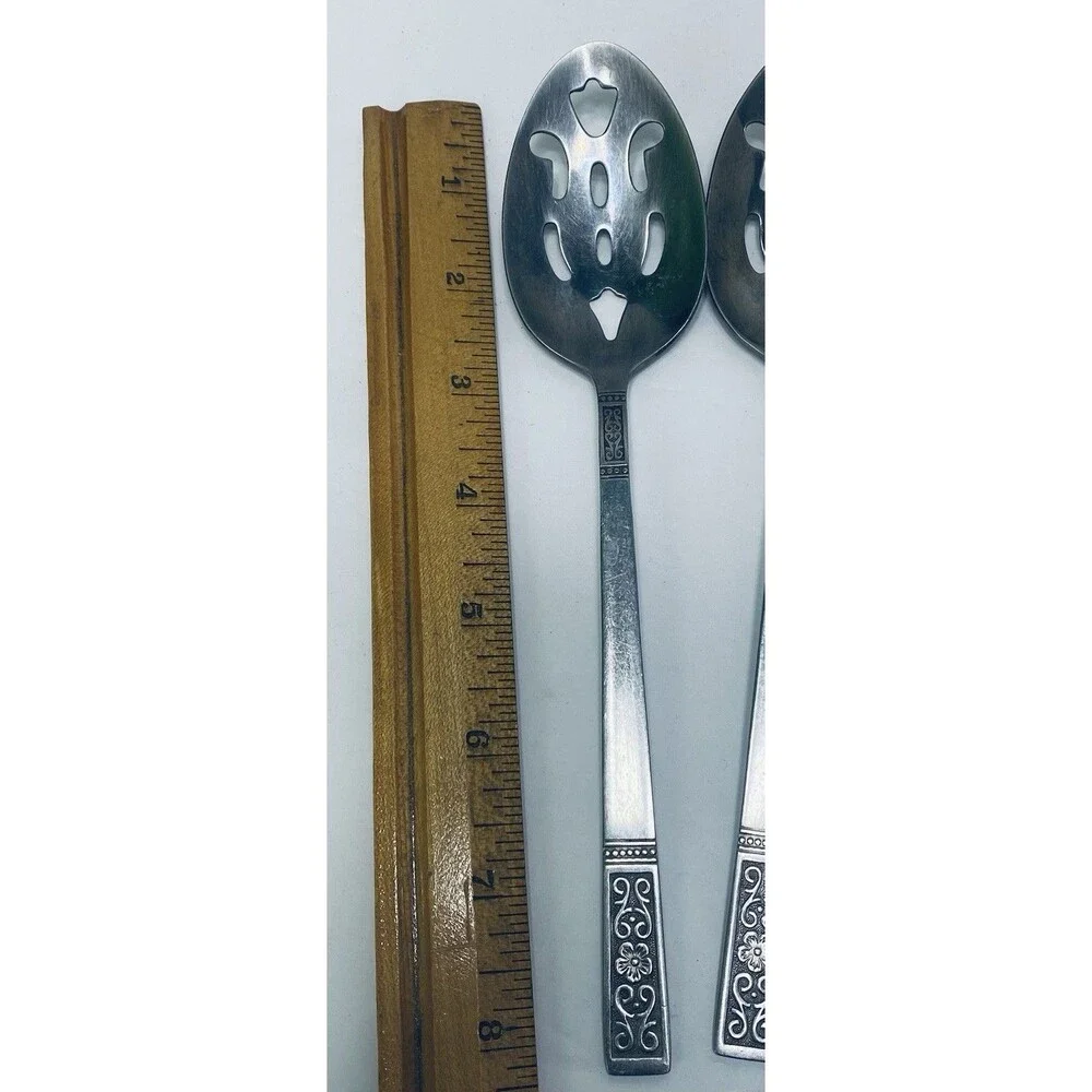 3 Slotted Serving Spoons NST79 NATIONAL STAINLESS Flatware